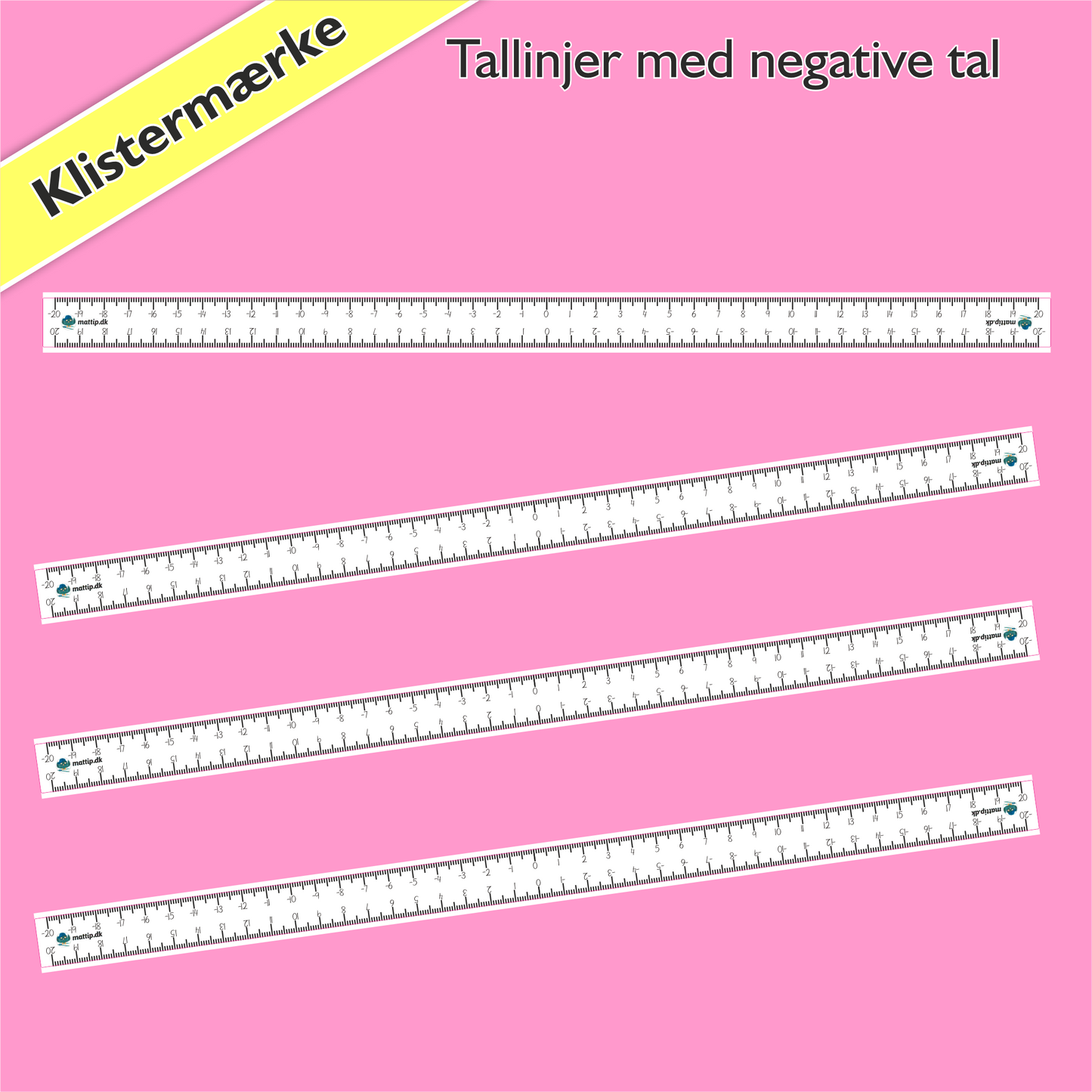 Tallinje med negative tal 40 cm (20 stk.)